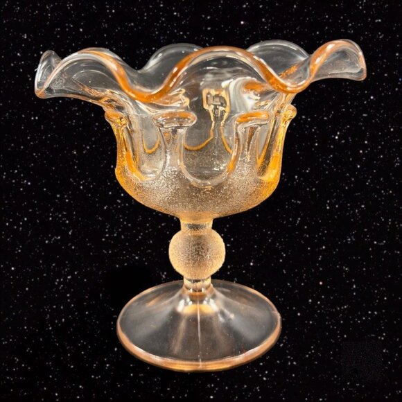 Stelvia Glass Company Compote Footed Bowl Peachy Pink Wayne Husted design Italy - Picture 15 of 16